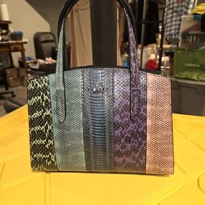 Coach purse snakeskin leather multi color